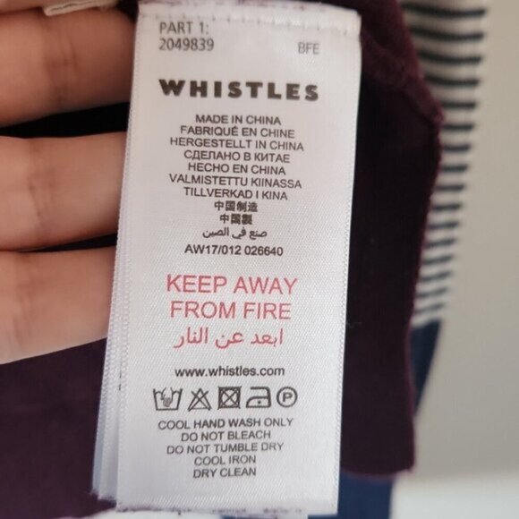 WHISTLES | 100% cotton burgundy jumper  sweater with cuff details US sz 4 - Picture 5 of 5